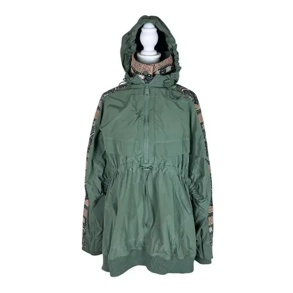 Free People FP Movement She Fly Anorak Windbreaker Hooded Jacket Oversize Sz XS - Picture 5 of 11